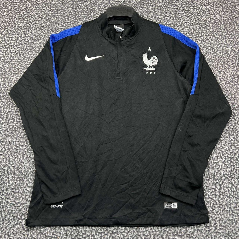 Nike‎ Dri-Fit Shirt Men Medium France Drill Top Jogging Long Sleeve 1/4 Zip M